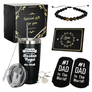 BOKALAKA Beste Papa Geschenke Für Papa - Vatertagsgeschenke, Lustige Kaffeebecher, 20oz Edelstahl mit Geschenkbox