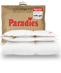 PARADIES Daunendecke 135x200 cm - Ganzjahresdecke 90% Daunen 10% Federn 100% Baumwolle RDS-OECO-TEX Standard 100