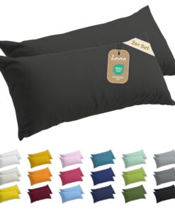 Lavea® 2er Set Seitenschläferkissen Bezug - Baumwolljersey - OekoTex - Anthrazit - Sparende Sparpack-Packung
