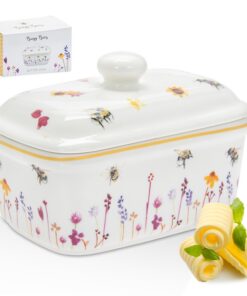 China-Keramik Butterdose mit Deckel – Design von Jennifer-Rose-Gallery für busy Bees – Aquarell-Motive – 100g
