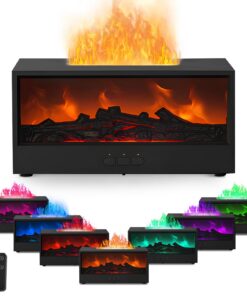 Aroma Diffuser und Luftbefeuchter für Schlafzimmer mit Timer und LED-Kamin | Flamme Diffusor für ätherische Öle und Hum
