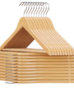 SONGMICS Kleiderbügel Holz CRW001-20, 20er Set, Bügel aus Massivholz, für Anzüge und Hemden, rutschfester Haken, 360° dr