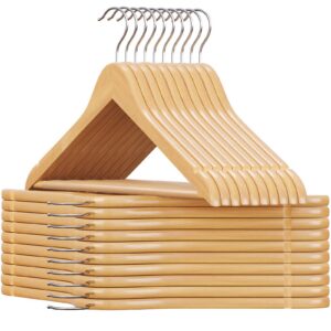 SONGMICS Kleiderbügel Holz CRW001-20, 20er Set, Bügel aus Massivholz, für Anzüge und Hemden, rutschfester Haken, 360° dr