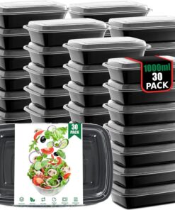 30 Stück BPA-Frei Lunchboxen 1000ml/35oz Mehrweg Meal Prep Container für Lebensmittel und Obst mit Luftdichten Deckel Re