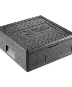 Thermohauser EPP-Thermobox Pizza schwarz mit Deckel - 12,5 Liter - perfekt für warme Lieferservice-Pizzen - 41 x 41 x 16