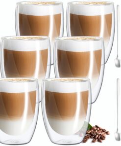 Doppelwandige Gläser MuleVIP - Doppelschicht, thermisch isoliert, 6 x 350ml, für Cappuccino, Latte Macchiato, Eis, Iced