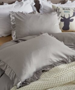 Lanqinglv 2er Pack Kopfkissenbezug 40 x 80 cm Weiche Mikrofaser Rüsche Familienzimmer Doppelpack