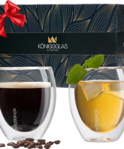 Heidenfeld Original Königsglas Crema Gläser Set - Hochwertige Teetassen - Doppelwandige Thermogläser - Trinkglas Set - 2