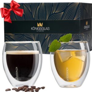 Heidenfeld Original Königsglas Crema Gläser Set - Hochwertige Teetassen - Doppelwandige Thermogläser - Trinkglas Set - 2