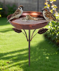 Vogeltränke Vogelbad Stehend Metall Wasserstelle Für Draußen Winterfest