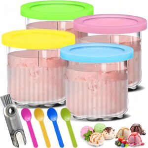 FANFX 4er-Set Eiscreme-Behälter (800 ml) für Ninja-Creami-Maschinen | Inkl. Deckel + Reinigungsbürste | Zubehör für Ninj