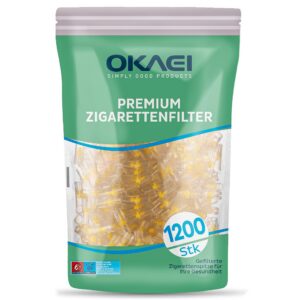 OKAEI Wiederverwendbare Zigarettenfilter 1200 Stück - Passend für 8 mm Zigaretten - Regular- und King-Size kompatibel
