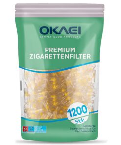 OKAEI Wiederverwendbare Zigarettenfilter 1200 Stück - Passend für 8 mm Zigaretten - Regular- und King-Size kompatibel