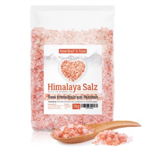MeerBach & Rose Rosa Kristallsalz 1kg grobe Körnung, Pink Salt für Salzmühle und Baden