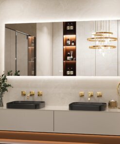Keonjinn Rechteckiger Badezimmerspiegel mit Beleuchtung 180x80cm Speicherfunktion Dimmbar LED Lichtfarben Speicherfunkti