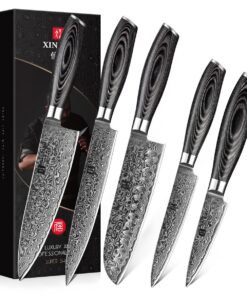 XINZUO 5er Küchenmesser Set - Scharfe Klinge, Damaststahl, Pakkaholz Griff für Profis und Chefs