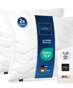 LILENO HOME Allergiker Kopfkissen 80x80 – 95°C waschbar, Oeko-Tex & Made in DE – Perfect für Allergiker – Heringe innen