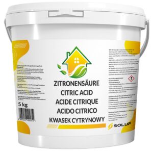 SOLUP Zitronensäure Pulver 5kg - Lebensmittelqualität - Natürlicher Entkalker für Kaffeemaschine, Wasserkocher & Waschma