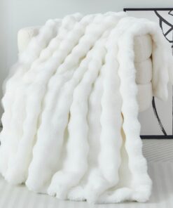 Kaninchenflausch Kuscheldecke Warme Überwurfdecke Für Bett Und Sofa Vielseitig White 100x160cm Kaninchenplüsch Flanell C