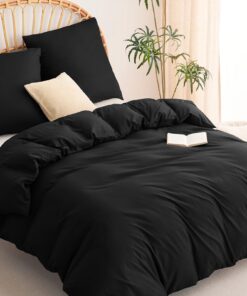 WAVVE Bettwäsche Schwarz 220x240 - Bügelfreie Sets für perfekt Bügelbaren Schlafbereich