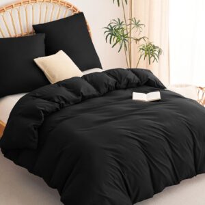 WAVVE Bettwäsche Schwarz 220x240 - Bügelfreie Sets für perfekt Bügelbaren Schlafbereich