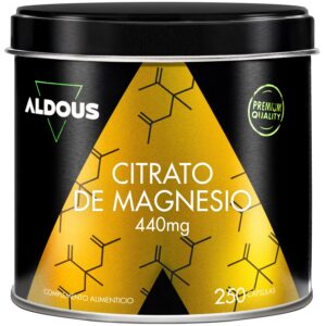 ALDOUS Magnesiumcitrat - 250 Kapseln - 440 mg elementares Magnesium - Hochgradig bioverfügbar - Bei Müdigkeit und Ermüdu