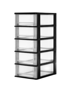 Iris Ohyama Kunststoff Schubladenbox DDOCH-2005, BPA-frei, A4/A5/A6 Format, Büro & Schule, Schreibtisch Organizer, 5 fla