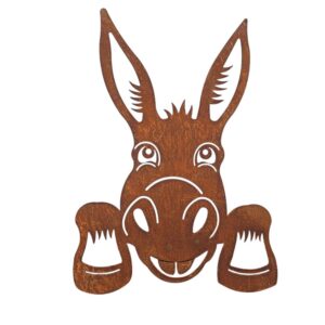 Bornhöft Wetterfeste Esel Gartenfigur Edelrost 35x25 cm für Terasse und Balkon Handgefertigte Ornament