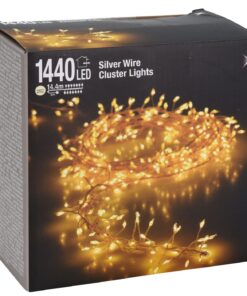 Spetebo Cluster Micro Lichterkette 1440 LED warmweiß - 1440 cm - Büschel Leuchtdraht Drahtlichterkette mit Netzteil - pe