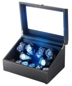 Isili Watch Winder für Automatikuhren + Luxus-Uhrenbeweger mit LED-Beleuchtung + 6er Uhrenbeweger + Geschenk für Männer