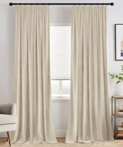 MIULEE Dicke Samtvorhänge 2er Set Wohnzimmer Schlafzimmer, Beige Samt Gardinen Verdunkelung kräuselband
