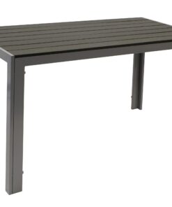 DEGAMO Wetterfest Gartentisch Sorano 70x125cm rechteckig, Gestell Aluminium Silbergrau, Tischplatte Kunstholz Holzoptik
