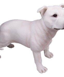 Das Leonardo Collection Dekofigur Weißer Staffordshire Bull Terrier als zäher Haustierfreund | Perfekte Dekofigur aus d
