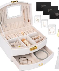 TAVADA 2 Ebenen Schmuckaufbewahrung für Damen Reise PU-Leder Schmuckkästchen Schmuckschatulle