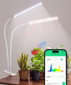 Smart Pflanzenlampen LED Vollspektrum für Pflanzen 2 Köpfe, 138 LEDs, 2500lm, Wachstumslampe mit Zeitplan und Fernzugrif