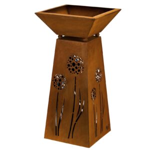 Outdoor Metall - Pflanzsäule mit Schale Abnehmbar - Wetterfeste Deko - Balkon - Gartendeko