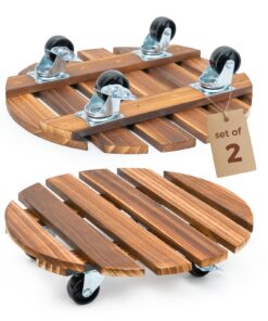 Bamworld Pflanzenroller 2er Set, belastbar bis 130 kg, ideal für schwere Blumentöpfe und Pflanzenständer, wetterfest, ru