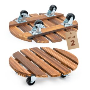 Bamworld Pflanzenroller 2er Set, belastbar bis 130 kg, ideal für schwere Blumentöpfe und Pflanzenständer, wetterfest, ru