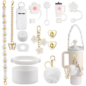 Stanley Cup Zubehör Set - Aesthetic 4 Strohhalm Abdeckung 800-1100ml Wasserschwechatte (Weiß) | Stanley Cup Accessoires