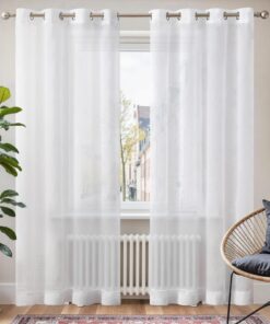 TOPICK Weißer Voile Vorhang Mit Ösen Für Wohnzimmer Und Schlafzimmer - Transparente Gardine 245 cm x 140 cm OEKO-TEX