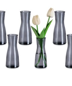 Glasseam Graue Schmale Glasvasen 6 Stück - Minimalistische Tischdeko für Hochzeit & Party