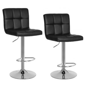 SONGMICS Barhocker mit Lehne höhenverstellung, schwarz, 57 x 44,5 x 115 cm