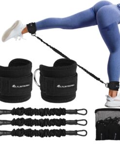 Flintronic Fußschlaufen Kabelzug mit D-Ringen für Fitness Training - Ankle Straps für Männer und Frauen - Beinstrecker m