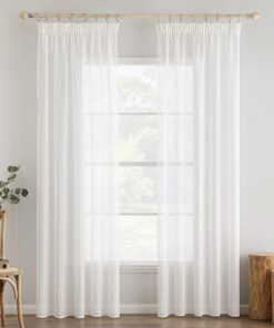 MIULEE Weiß 140x245cm Transparente Leinenoptik Vorhang Wohnzimmer Schlafzimmer