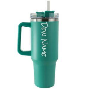 Tumbler Trinkbecher mit Strohhalm 1.18L hält warm und kühl TO-GO Aquagrün Personalisiert mit Namen Thermobecher mit Grif