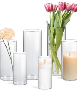 ComSaf Glasvasen 6er Set - Kleine Zylinder Vasen für Tischdeko & Hochzeit