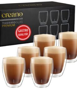 Creano PREMIUM doppelwandige Trinkgläser 400ml - 6er Set - Gastronomie Qualität - 100% Spülmaschinenfest - NEUHEIT 2024
