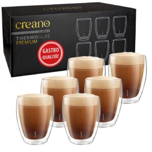 Creano PREMIUM doppelwandige Trinkgläser 400ml - 6er Set - Gastronomie Qualität - 100% Spülmaschinenfest - NEUHEIT 2024