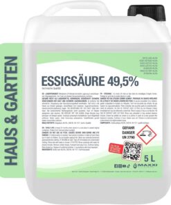 MAXXI CLEAN 5 l Essigsäure 49,5% - Ideal für Reinigen und Entkalten im Haus und Garten - Premium Qualität - Made in Germ