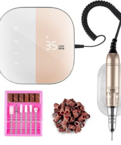 Madenia TouchPro Gelnägel Nagelfräser für Profis und Kunstnahobs, 35000 UMin HD-Digitalanzeige, 6x Bits, Rosa